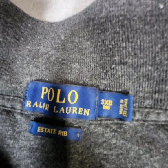 Polo Ralph Lauren Sweater Mens 3XB Charcoal Gray Quarter Zip Estate Rib Pullover - Picture 5 of 11
